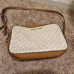 Michael Kors Brown and Cream Crossbody Bag